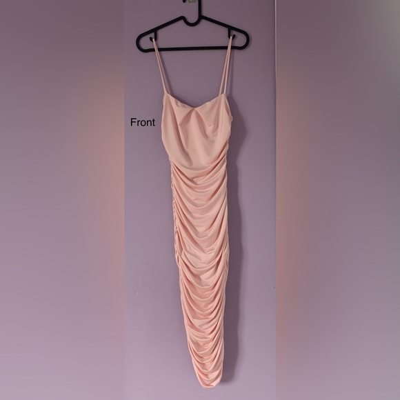 Mesh light pink midi dress, party/cocktail dress - Picture 6 of 7
